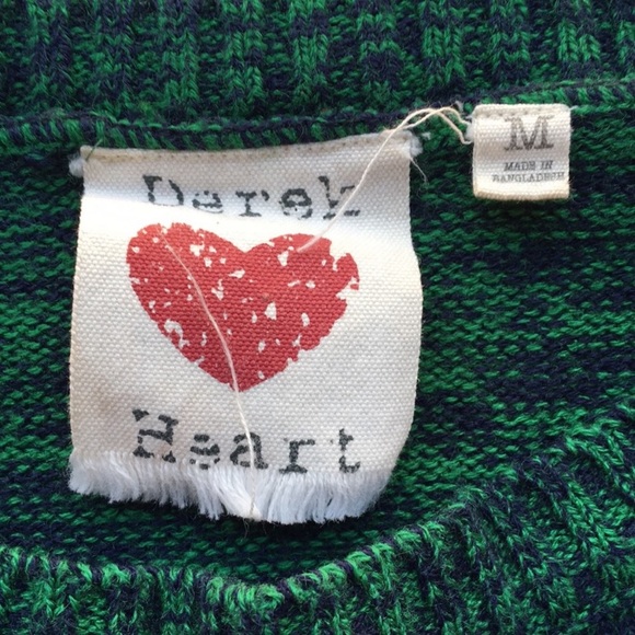 ⭐️ EUC Derek Heart Dark Green Blue Heather Sweater with Button Details Size M S - Picture 5 of 6
